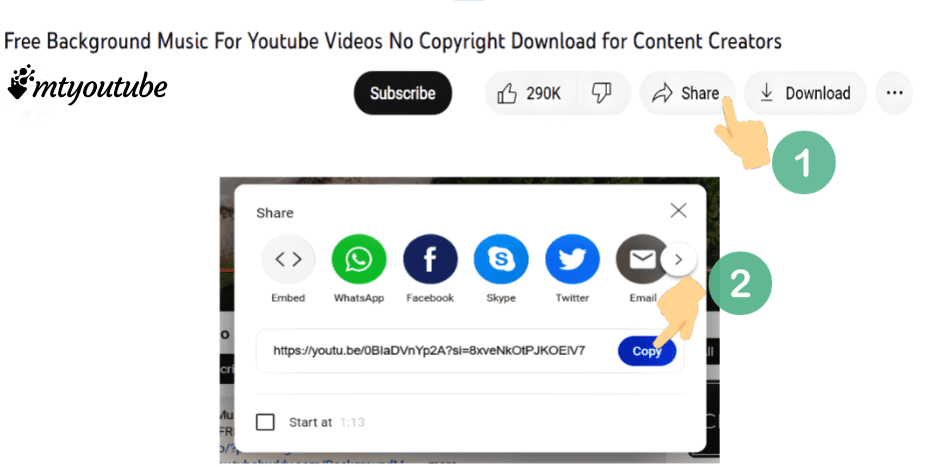 Cum să copiați linkul video YouTube - MTYouTube